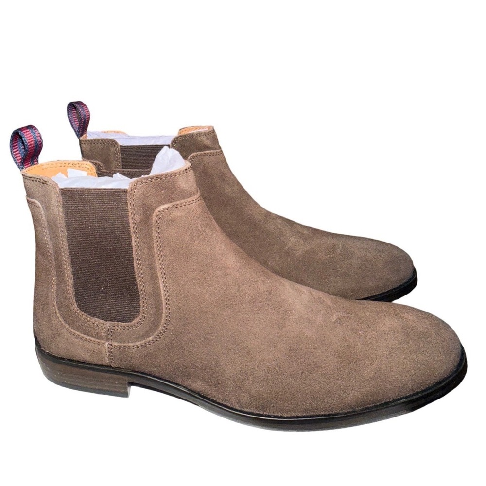 Ben Sherman Mens‎ 9 Brown Suede Chelsea Boot  Ankle Elastic Goring Stacked Heel